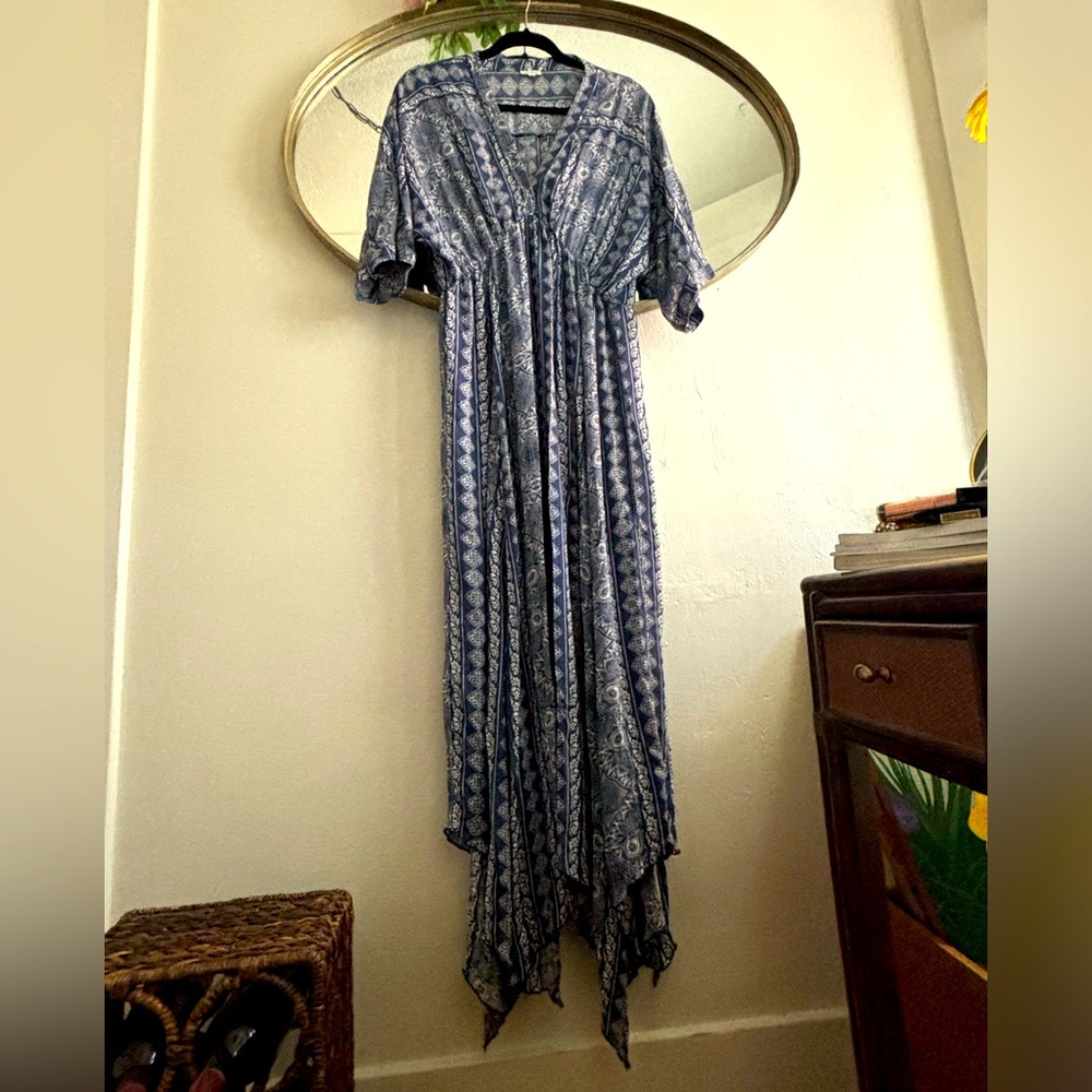 Blue and white dress